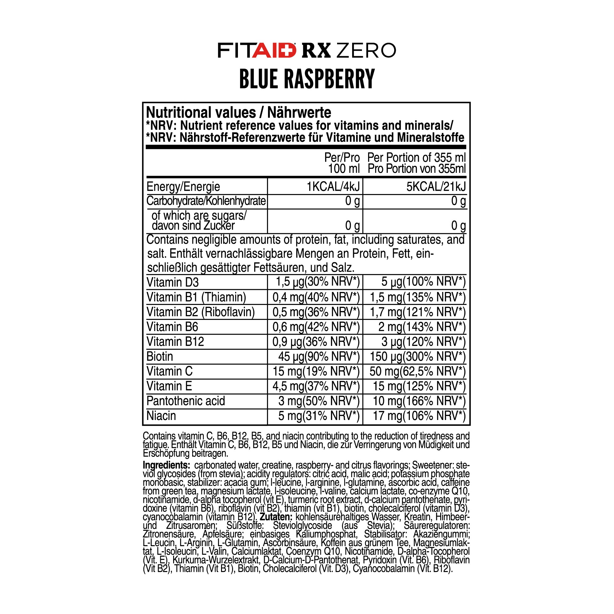 FITAID RX ZERO SUGAR CREATINE RECOVERY DRINKS Encapsulated creatine + BCAAs + CoQ10