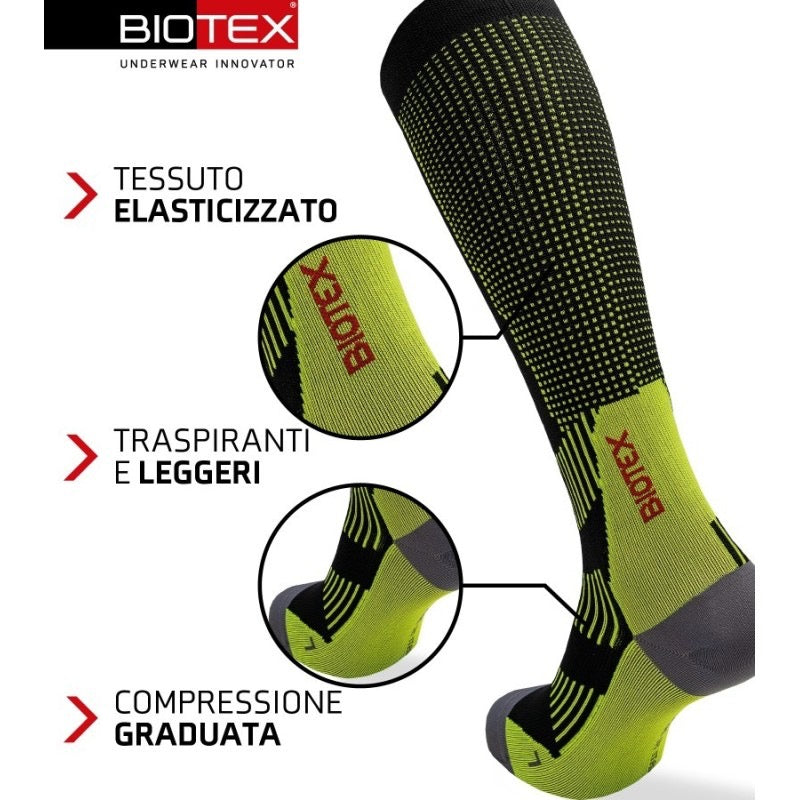 BIOTEX compression sock BLACK/LIME/GREEN