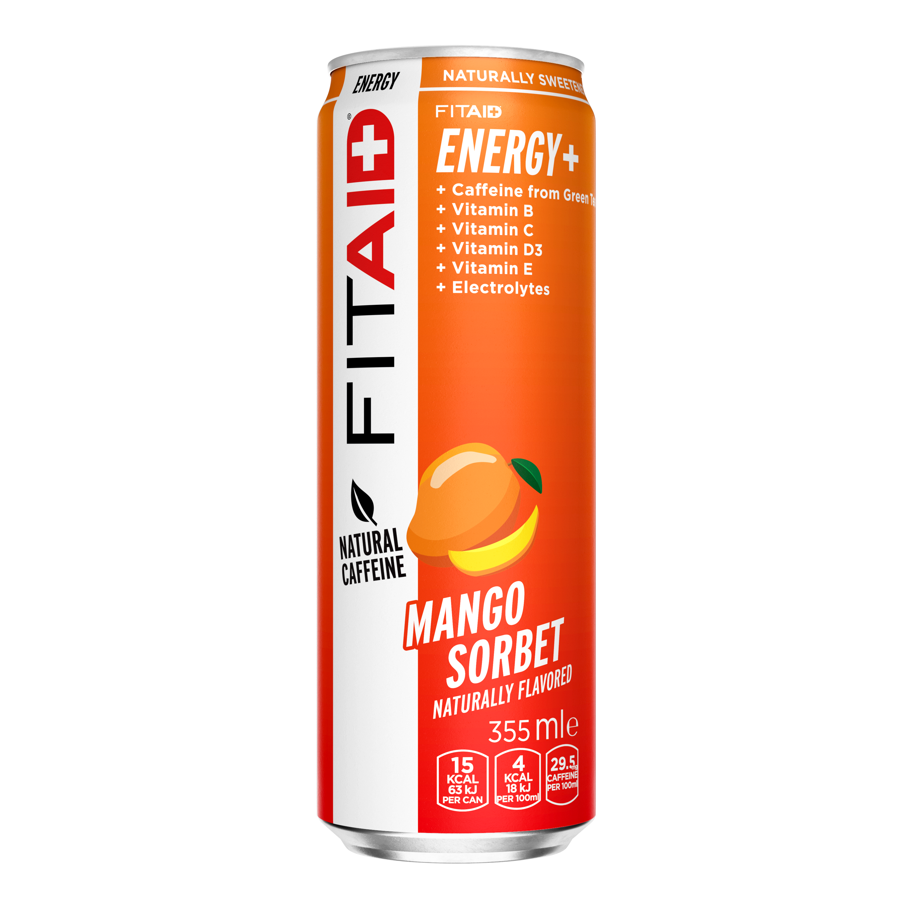 FITAID ENERGY + SPORTS RECOVERY 105mg OF CLEAN CAFFEINE FROM GREEN TEA (MANGO SORBET)